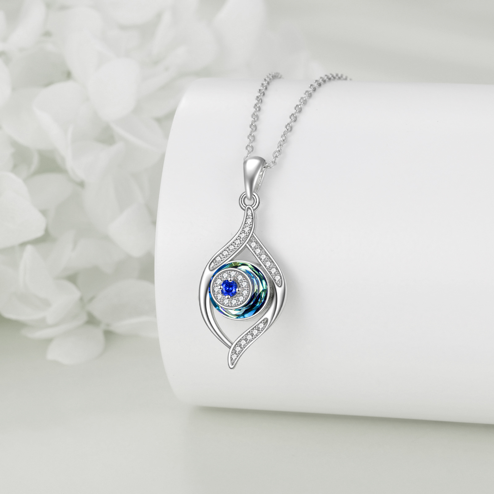 Women's Sterling Silver Evil Eye Urn Necklace
